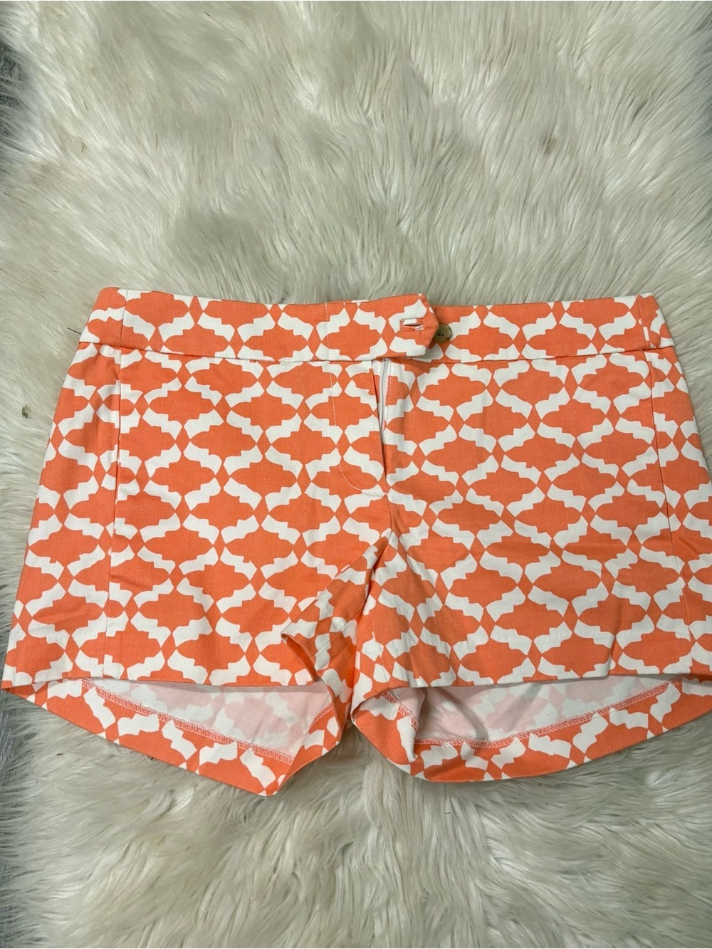 J. Crew Women's Orange Patterned cotton Stretch twill Shorts sz 6